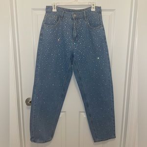 SHEIN Gem Sparkle Rhinestone Jeans 32